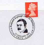 Postmark - Great Britain 2002 cover with 'Just So Stories' Kipling Drive cancel illustrated with portrait of Kipling, stamps on , stamps on  stamps on books, stamps on literature, stamps on personalities, stamps on  stamps on masonics, stamps on  stamps on masonry