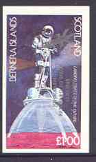 Bernera 1998 John Glenn Returned to Space opt in silver on 1978 Spacecraft (Landing Craft) imperf  souvenir sheet (£1 value) unmounted mint, stamps on personalities, stamps on space, stamps on masonics, stamps on masonry