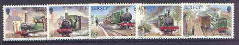 Jersey 1985 The Jersey Western Railway set of 5 unmounted mint, SG 365-69, stamps on railways