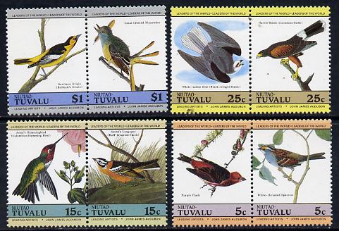 Tuvalu - Niutao 1985 John Audubon Birds (Leaders of the World) set of 8 unmounted mint, stamps on audubon    birds    finch    sparrow    humming-birds, stamps on hummingbirds    longspur    kite    hawk    oriole    flycatcher    birds of prey