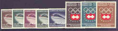 Paraguay 1963 Innsbruck Winter Olympic Games perf set of 8 unmounted mint, Mi 1249-56, stamps on , stamps on  stamps on sport, stamps on olympics, stamps on discus