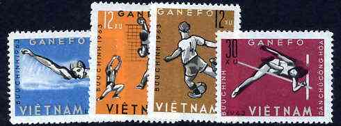 Vietnam - North 1963 GANEFO Athletic Games perf set of 4 unmounted mint, SG N284-87, Mi 283-86, stamps on , stamps on  stamps on sport, stamps on football, stamps on volleyball, stamps on swimming, stamps on high jump