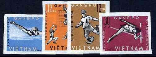 Vietnam - North 1963 GANEFO Athletic Games imperf set of 4 unmounted mint, as SG N284-87, Mi 283-86B, stamps on , stamps on  stamps on sport, stamps on football, stamps on volleyball, stamps on swimming, stamps on high jump