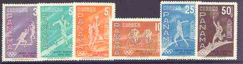 Panama 1960 Rome Olympic Games perf set of 6 unmounted mint, SG 691-96, stamps on , stamps on  stamps on sport, stamps on fencing, stamps on footbal, stamps on basketball, stamps on javelin, stamps on bicycles