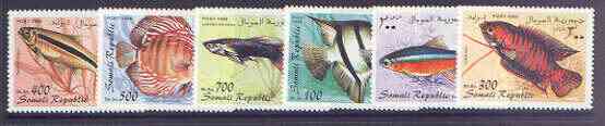 Somalia 1998 Fish perf set of 6 unmounted mint, stamps on , stamps on  stamps on fish