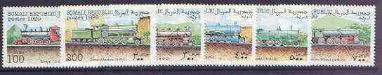 Somalia 1999 Steam Locos perf set of 6 unmounted mint, stamps on railways, stamps on 