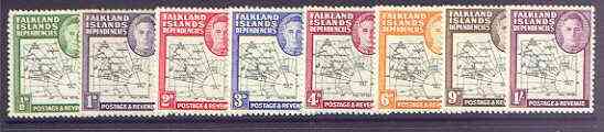 Falkland Islands Dependencies 1946-49 KG6 Thick Maps complete set of 8 unmounted mint, SG G1-8, stamps on , stamps on  kg6 , stamps on maps  