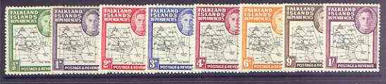 Falkland Islands Dependencies 1946-49 KG6 Thick Maps complete set of 8 unmounted mint, SG G1-8, stamps on , stamps on  stamps on , stamps on  stamps on  kg6 , stamps on  stamps on maps  