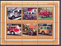 Guinea - Bissau 2001 Fire Engines #1 (brown border) perf sheetlet containing 6 values unmounted mint Mi 1743-48, stamps on fire