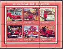 Guinea - Bissau 2001 Fire Engines #2 (red border) perf sheetlet containing 6 values unmounted mint Mi 1737-42, stamps on fire