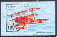 Sahara Republic 1995 Aircraft of World War II perf m/sheet (Fokker DR-1 Dreidecker) unmounted mint, stamps on , stamps on  stamps on aviation, stamps on  stamps on  ww2 , stamps on  stamps on fokker