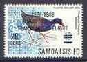 Samoa 1968 Kingsford Smith 20s on 10s Swamphen unmounted mint, SG 305, stamps on , stamps on  stamps on aviation, stamps on  stamps on birds, stamps on  stamps on aviation