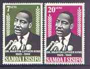 Samoa 1968 Martin Luther King Commem set of 2 unmounted mint, SG 313-14, stamps on human rights, stamps on personalities