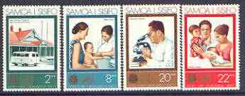 Samoa 1973 25th Anniversary of World Health Organisation set of 4 unmounted mint, SG 413-16, stamps on , stamps on  stamps on united nations, stamps on  stamps on  who , stamps on  stamps on medical, stamps on  stamps on ambulance, stamps on  stamps on microscopes, stamps on  stamps on , stamps on  stamps on chemistry