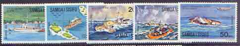 Samoa 1975 Interpex 1975 Stamp Exhibition (Joyita Mystery) set of 5 unmounted mint, SG 444-48*, stamps on stamp exhibitions, stamps on ships, stamps on shipwrecks