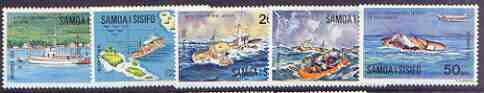 Samoa 1975 Interpex 1975 Stamp Exhibition (Joyita Mystery) set of 5 unmounted mint, SG 444-48*, stamps on stamp exhibitions, stamps on ships, stamps on shipwrecks