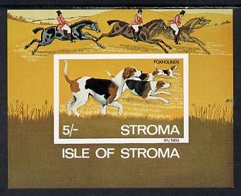 Stroma 1969 Dogs imperf m/sheet (5s value showing Foxhounds) unmounted mint, stamps on animals, stamps on dogs, stamps on foxhounds, stamps on horses, stamps on hunting, stamps on  fox , stamps on foxes, stamps on 