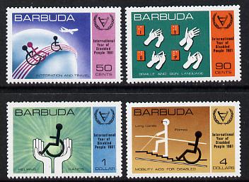 Barbuda 1981 International Year of the Disabled set of 4 unmounted mint, SG 576-9, stamps on , stamps on  stamps on disabled, stamps on  stamps on wheelchair