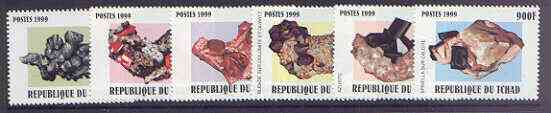 Chad 1999 Minerals complete set of 6 values unmounted mint, stamps on , stamps on  stamps on minerals