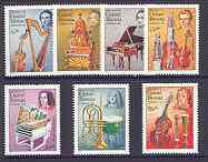 Guinea - Bissau 1985 International Music Year (Composers) perf set of 7 unmounted mint, SG 942-48, Mi 864-79*, stamps on , stamps on  stamps on music, stamps on  stamps on composers, stamps on  stamps on bellini, stamps on  stamps on schumann, stamps on  stamps on chopin, stamps on  stamps on handel, stamps on  stamps on cherubini, stamps on  stamps on battista, stamps on  stamps on schutz, stamps on  stamps on harps, stamps on  stamps on opera