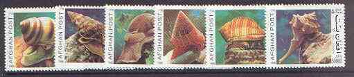 Afghanistan 1999 Molluscs complete set of 6 unmounted mint, stamps on marine life, stamps on shells