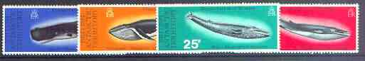 British Antarctic Territory 1977 Whales set of 4 unmounted mint, SG 79-82 , stamps on , stamps on  stamps on whales, stamps on  stamps on mammals, stamps on  stamps on polar
