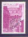 Monaco 1976-77 Palace Clock Tower 62c mauve precancel unmounted mint, SG 1258, stamps on palaces, stamps on clocks