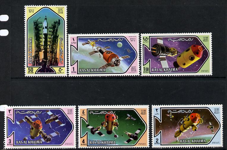 Ras Al Khaima 1971 Space Research perf set of 6 unmounted mint Mi 547-52A, stamps on space