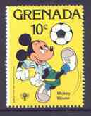 Grenada 1979 Mickey Mouse playing Football 10c from Int Year of the Child (3rd issue) unmounted mint, SG 1031, stamps on , stamps on  stamps on football, stamps on  stamps on sport