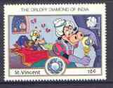 St Vincent 1989 Clarabella with Orloff Diamond 10c from Walt Disney India 89 set, SG 1173 unmounted mint*, stamps on diamonds, stamps on minerals, stamps on 