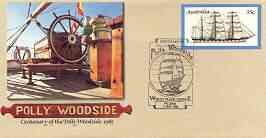 Australia 1985 Centenary of the Polly Woodside 33c postal stationery envelope with special illustrated Ship first day cancellation, stamps on ships