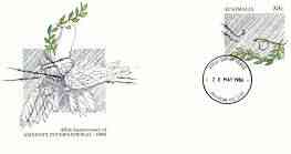 Australia 1986 25th Anniversary of Amnesty International 33c postal stationery envelope with first day cancellation, stamps on , stamps on  stamps on human rights, stamps on doves, stamps on birds, stamps on slavery, stamps on nobel, stamps on  stamps on peace