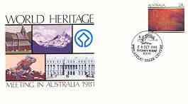 Australia 1981 World Heritage Meeting 24c postal stationery envelope with illustrated 'Sydney Harbour Bridge' first day cancellation, stamps on heritage, stamps on culture, stamps on mountains, stamps on bridges   