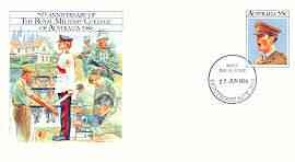 Australia 1986 75th Anniversary of Royal Military College 33c postal stationery envelope with first day cancellation, stamps on militaria  