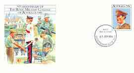 Australia 1986 75th Anniversary of Royal Military College 33c postal stationery envelope with first day cancellation, stamps on militaria