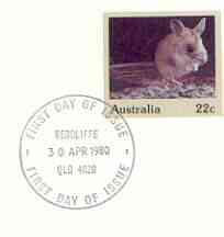 Australia 1980 Desert Hopping Mouse 22c postal stationery envelope with first day cancellation, stamps on animals, stamps on mice