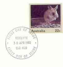 Australia 1980 Desert Hopping Mouse 22c postal stationery envelope with first day cancellation, stamps on , stamps on  stamps on animals, stamps on  stamps on mice