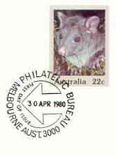 Australia 1980 Mountain Brushtail 22c postal stationery envelope with first day cancellation, stamps on , stamps on  stamps on animals, stamps on  stamps on possums