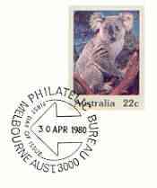 Australia 1980 Koala 22c postal stationery envelope with first day cancellation, stamps on , stamps on  stamps on animals, stamps on  stamps on bears, stamps on  stamps on koalas