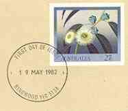 Australia 1982 Tasmanian Blue Gum 27c postal stationery envelope with first day cancellation, stamps on trees, stamps on flowers
