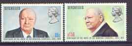 Seychelles 1974 Birth Centenary of Sir Winston Churchill set of 2 unmounted mint, SG 331-32, stamps on churchill, stamps on personalities, stamps on constitutions, stamps on 