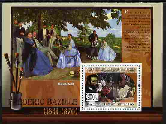 Guinea - Conakry 2009 Paintings by Frederick Bazille perf s/sheet unmounted mint, stamps on arts, stamps on bazille