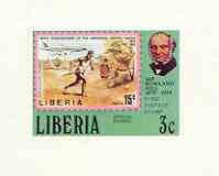 Liberia 1979 Centenary of Rowland Hill 3c Postal Runner & Aircraft (1974 15c UPU stamp) imperf deluxe sheet unmounted mint, as SG 1379, stamps on upu, stamps on postal, stamps on aviation, stamps on postman, stamps on rowland hill, stamps on stamp on stamp, stamps on  upu , stamps on , stamps on stamponstamp