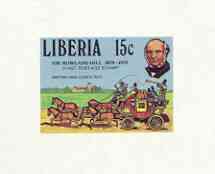 Liberia 1979 Centenary of Rowland Hill 15c British Mail Coach 15c imperf deluxe sheet unmounted mint, as SG 1381, stamps on , stamps on  stamps on postal, stamps on  stamps on horses, stamps on  stamps on mail coaches, stamps on  stamps on rowland hill