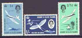Gilbert & Ellice Islands 1964 First Air Service set of 3 unmounted mint, SG 82-84, stamps on aviation, stamps on dh, stamps on herons