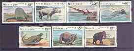 Nicaragua 1987 Prehistoric Animals complete perf set of 7 unmounted mint, SG 2863-69, stamps on dinosaurs