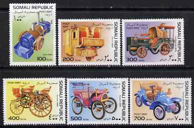 Somalia 1997 Old Cars complete perf set of 6 values unmounted mint, stamps on cars, stamps on bouton, stamps on renault, stamps on dietz, stamps on mancelle, stamps on daimler