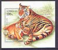 Azerbaijan 1994 Wild Cats m/sheet (Tiger) fine cto used, stamps on , stamps on  stamps on cats, stamps on  stamps on animals, stamps on  stamps on tigers