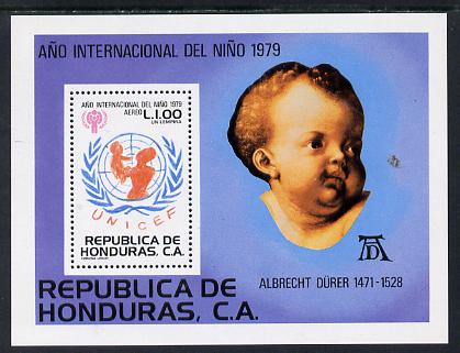 Honduras 1979 Int Year of the Child (Albrecht Durer) m/sheet unmounted mint SG MS 982, stamps on arts, stamps on , stamps on  iyc , stamps on , stamps on children, stamps on durer, stamps on renaissance