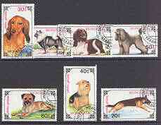 Mongolia 1991 Dogs complete perf set of 7 fine cto used, SG 2269-7*, stamps on dogs